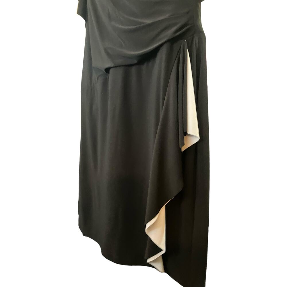 American Living Women's Black/White Jersey Surplice Neck Ruffled Dress | Size 12 - Picture 5 of 11